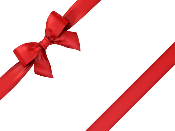 istock Red ribbon gift bow isolated on white background . 3D rendering 842987382