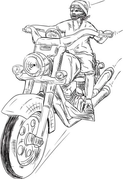 Vector illustration of Boy on motorbike