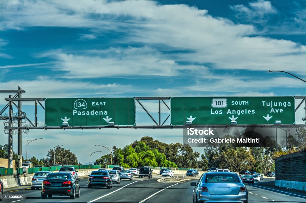 Traffic in 101 freeway Traffic in 101 freeway, Los Angeles. California, USA American Culture Stock Photo