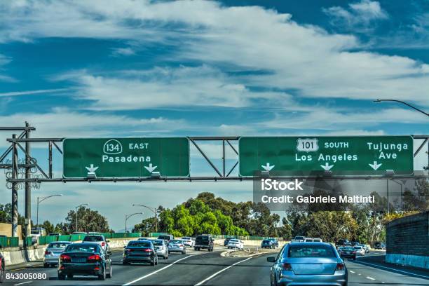 Traffic In 101 Freeway Stock Photo - Download Image Now - American Culture, Arts Culture and Entertainment, Avenue