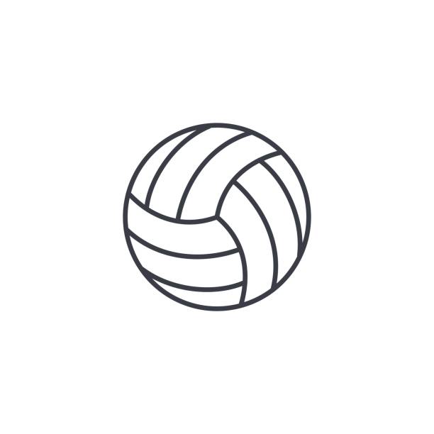 volleyball-ball-dünne linie-symbol. linearer vektor-symbol - volleyball spielball stock-grafiken, -clipart, -cartoons und -symbole