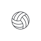 istock volleyball ball thin line icon. Linear vector symbol 843005556