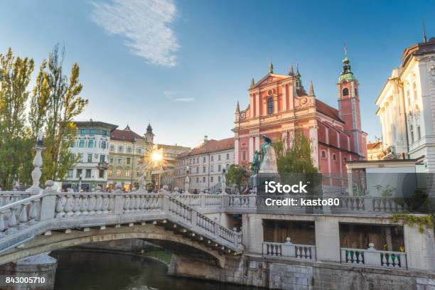 Preseren Square And Franciscan Church Of The Annunciation Ljubljana Slovenia Europe Stock Photo - Download Image Now