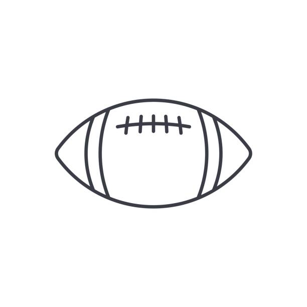 regby 공 얇은 라인 아이콘입니다. 선형 벡터 기호 - american football playing touchdown team sport stock illustrations