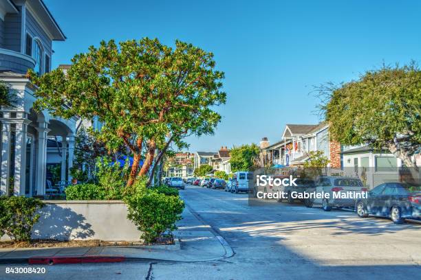 Empty Street In Balboa Island Stock Photo - Download Image Now - City Of Los Angeles, Multiple Lane Highway, Number 10