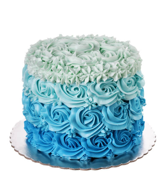 istock Cream cake with blue hues degrade. On white background. 843008866