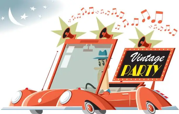 Vector illustration of Vintage party time
