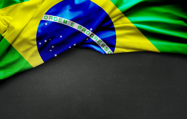 Flag of Brazil with canvas background isolated