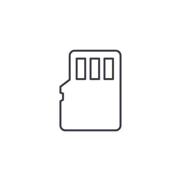 ilustrações de stock, clip art, desenhos animados e ícones de flash memory sd card thin line icon. linear vector symbol - memory card