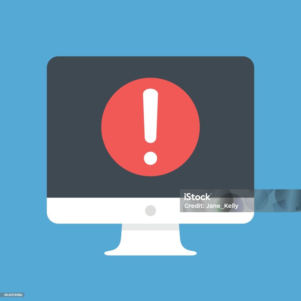 Warning Message Screen Computer With Exclamation Point On Screen Warning Message Alert Message ...