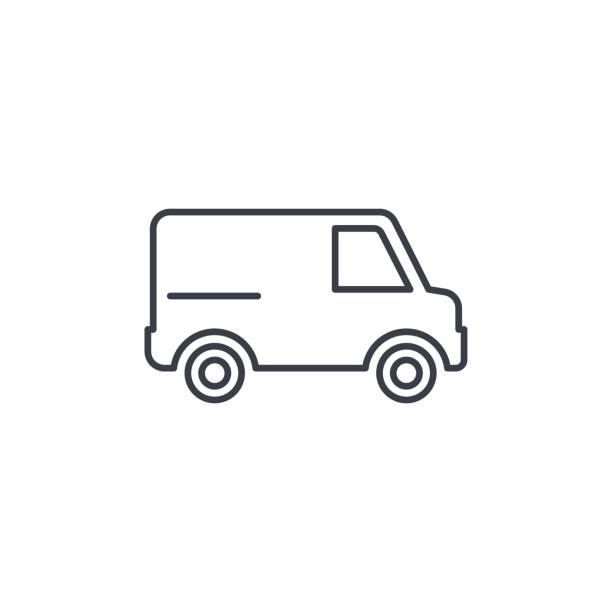 minivan, transport, auto-dünne linie-symbol. linearer vektor-symbol - bahn fahren stock-grafiken, -clipart, -cartoons und -symbole