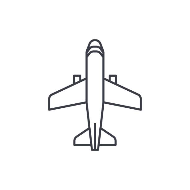飛行機、ボーイングの飛行機旅行の細い線のアイコン。線形ベクトル シンボル - boeing点のイラスト素材／クリップアート素材／マンガ素材／アイコン素材
