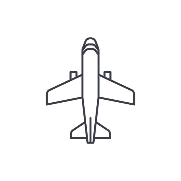 airplane, boeing plane, travel thin line icon. Linear vector symbol airplane, boeing plane, travel thin line icon. Linear vector illustration. Pictogram isolated on white background airplane mechanic stock illustrations