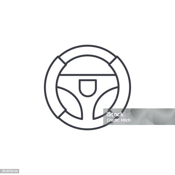 Steering Wheel Thin Line Icon Linear Vector Symbol Stock Illustration - Download Image Now