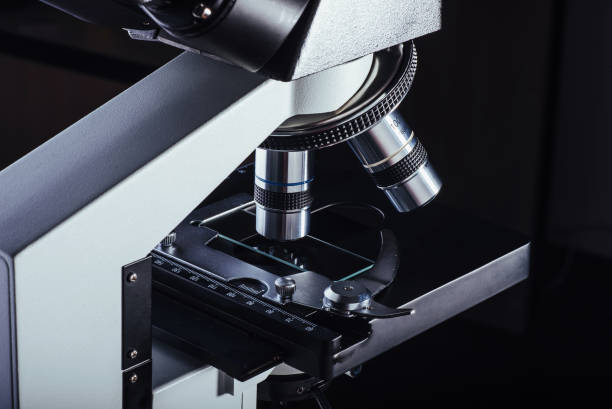 istock Close up of microscope at the laboratory. 843019732