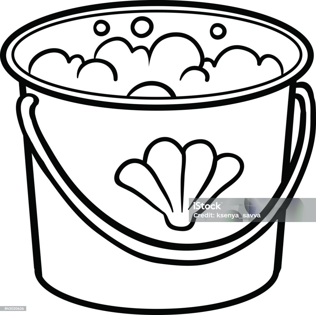 Coloring book, Bucket with water Coloring book for children, Bucket with water Bucket stock vector