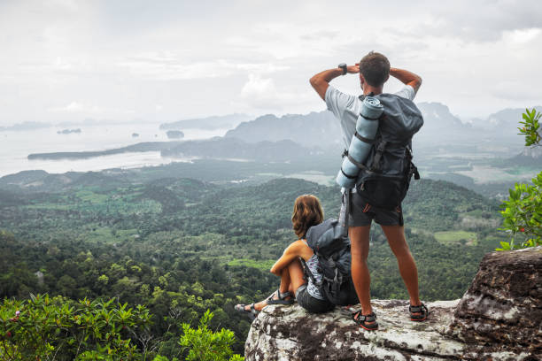 istock Two hikers relax on top of a mountain 843022674