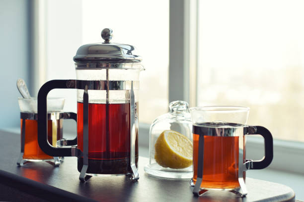 istock Cups of tea  with french press 843026324