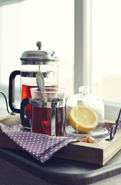 istock Cups of tea  with french press 843026334