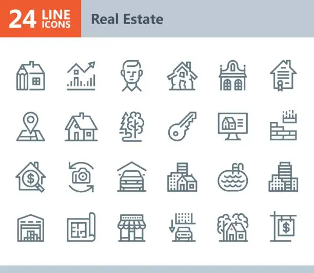 Vector illustration of Real Estate - line vector icons