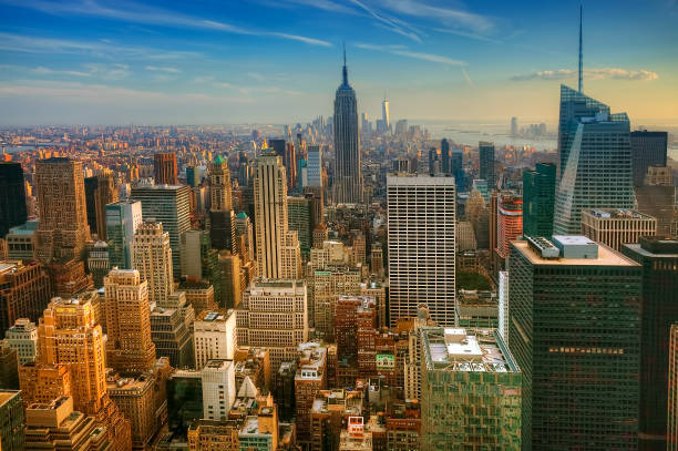 istock Colorful twilight view of Manhattan 843030794