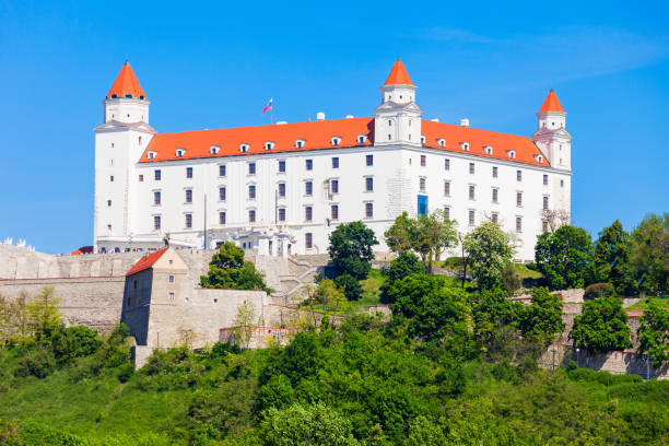 Castle in Bratislava, Slovakia Bratislava Castle or Bratislavsky Hrad is the main castle of Bratislava, capital of Slovakia. Bratislava Castle is located on rocky  bratislava castle bratislava castle fort stock pictures, royalty-free photos & images