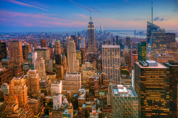 istock Colorful twilight scene in Manhattan 843030876
