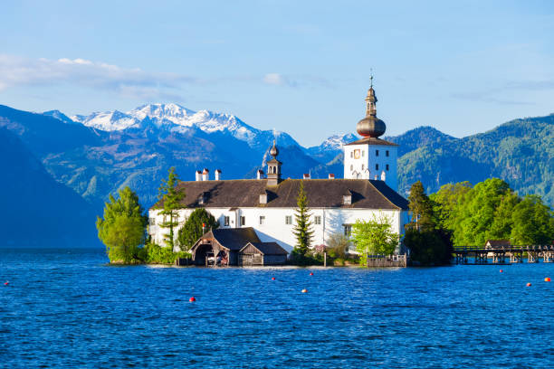 Gmunden Schloss Ort or Schloss Orth in the Traunsee lake in Gmunden city. Schloss Ort is an Austrian castle founded around 1080 year.