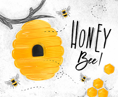 Poster Honey Bee Stock Illustration - Download Image Now - Beehive, Bee ...
