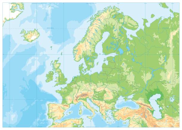 fizyczna mapa europy. brak tekstu - france gibraltar stock illustrations