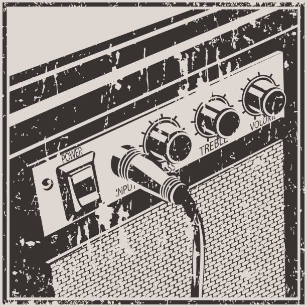 Guitar Amplifier Retro Style Stylized vector illustration of a guitar amplifier in retro style rock n roll music speakers stock illustrations