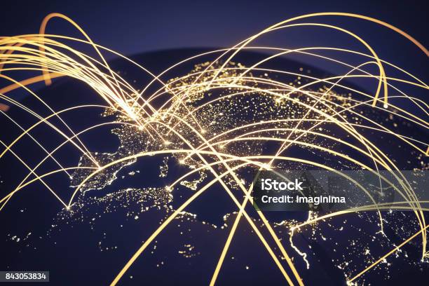 Global Network Stock Photo - Download Image Now - Connection, Globe - Navigational Equipment, Global Communications