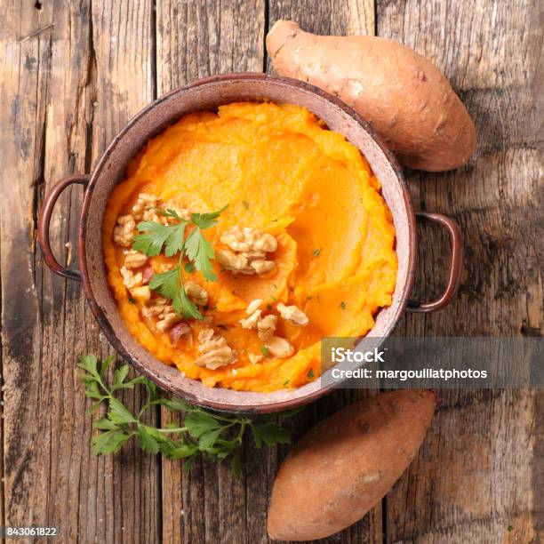 Mashed Sweet Potato Stock Photo - Download Image Now - Sweet Potato, Mash - Food State, Mashed Potatoes