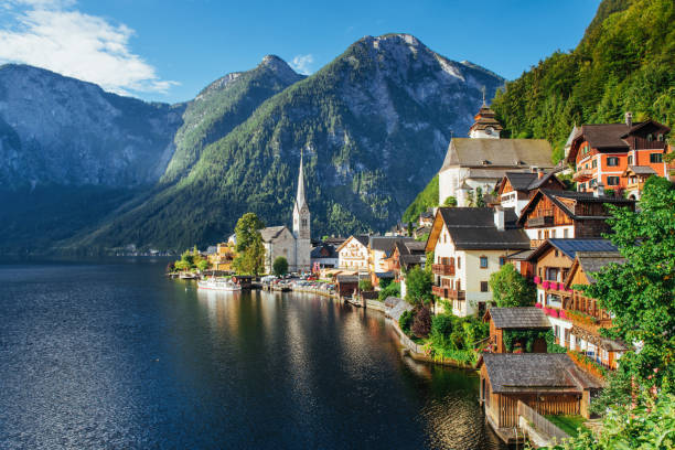 istock View from height on Hallstatt town between the mountains. Austria 843061862