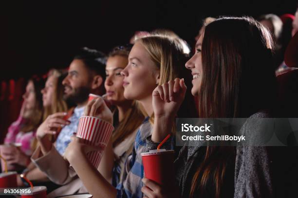 Group Of People Enjoying Movie At The Cinema Stock Photo - Download Image Now - Movie Theater, Movie, Spectator