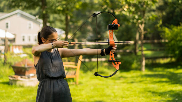 istock The teenager girl practicing archery 843064690