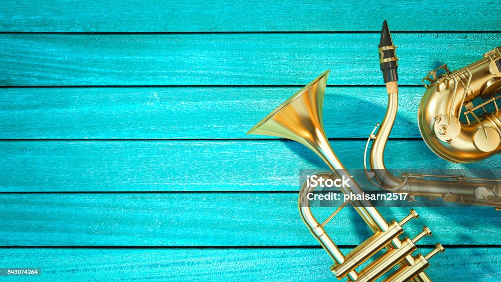 Saxofón y trompeta - Foto de stock de Instrumento musical libre de derechos