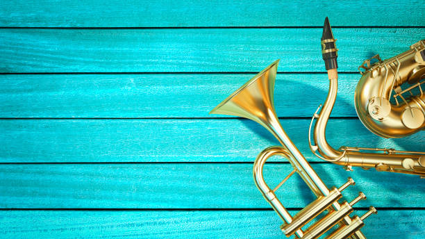 saksofon i trąbka - trumpet jazz bugle brass instrument zdjęcia i obrazy z banku zdjęć