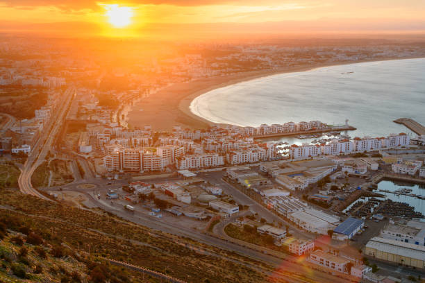 istock Beach in Agadir city at sunrise, Morocco 843083950