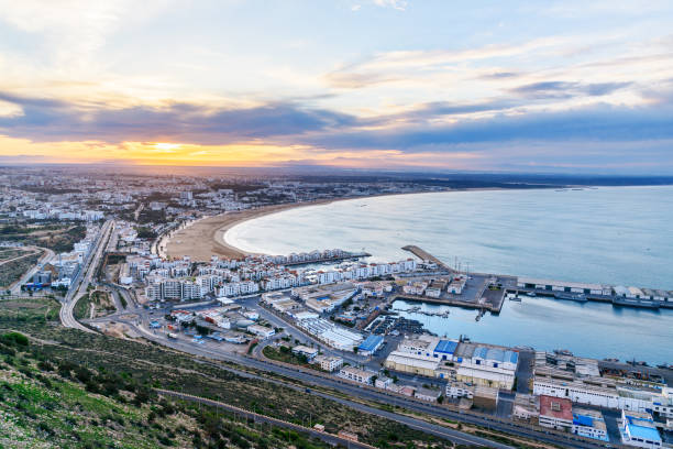 istock Beach in Agadir city at sunrise, Morocco 843084098