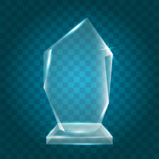 szablon nagrody transparent shining blank vector ackryl crystal glass trophy - award trophy glass crystal stock illustrations