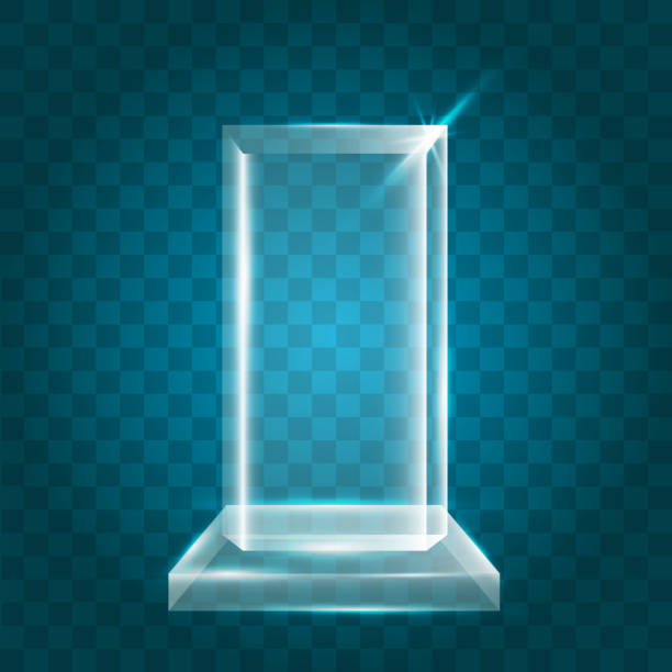 прозрачный блестящий пустой вектор акрилового хрустального стекла трофей шаблон премии - award trophy glass crystal stock illustrations