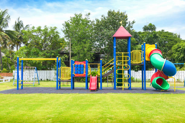 istock Colorful playground on yard in the park. 843092886