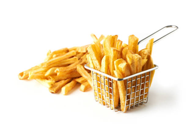 istock French fries in basket isolated on white background. 843098122
