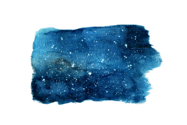 illustrations, cliparts, dessins animés et icônes de ciel de nuit avec étoiles isolé sur fond blanc. aquarelle - nuit illustrations