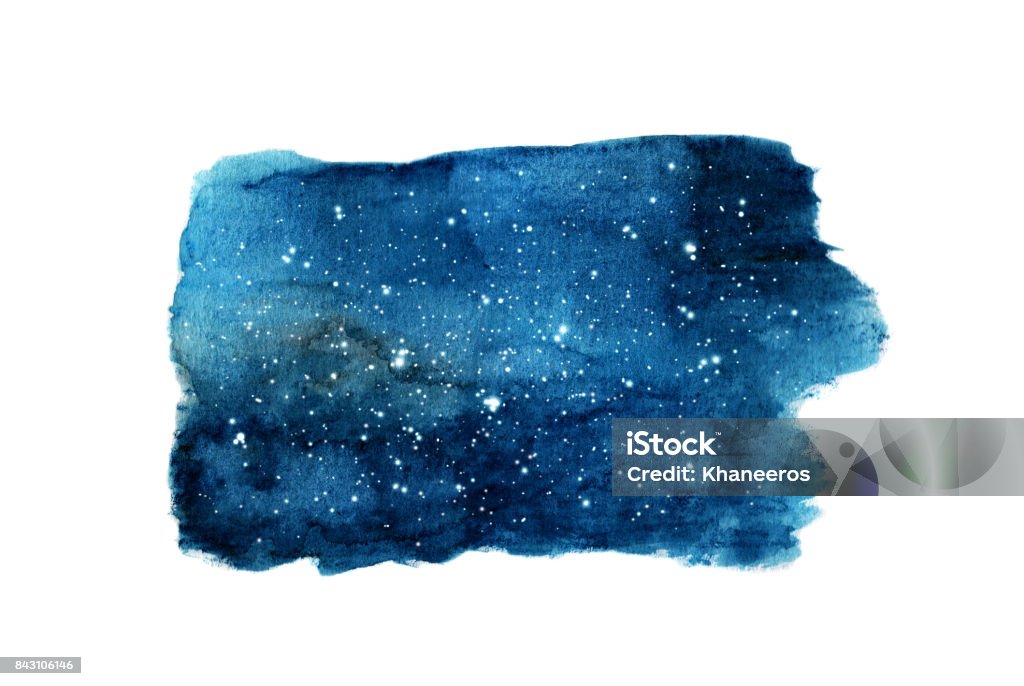 Night sky with stars isolated on white background. Watercolor Night stock illustration