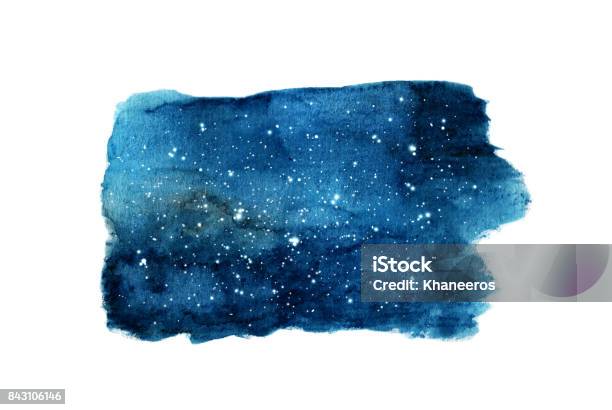 Night Sky With Stars Isolated On White Background Watercolor Stock Illustration - Download Image Now