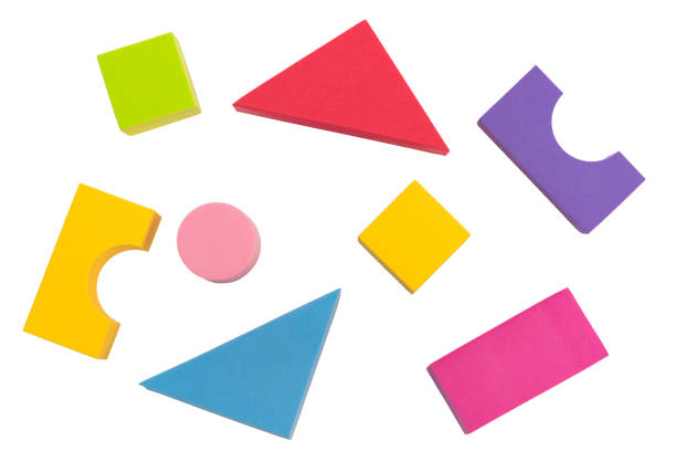 istock Kid toy geometry top view isolated on white background, kid or c 843111280