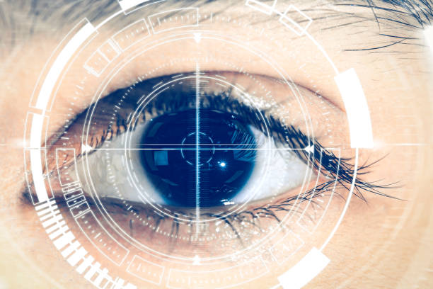 istock Operation system on the eye, science scanning identity on eye. technology or medical concept. 843115218