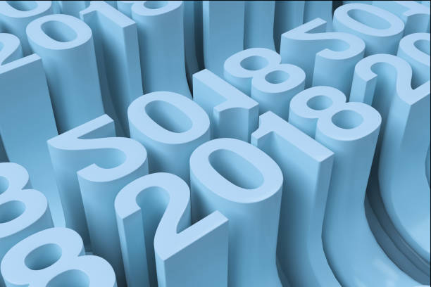istock Grid of blue New 2018 Year figures 843124138